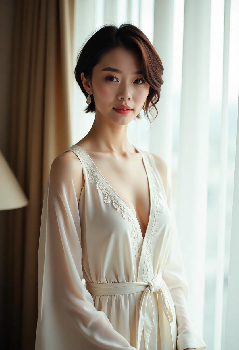 澪站在海堤远望渡船